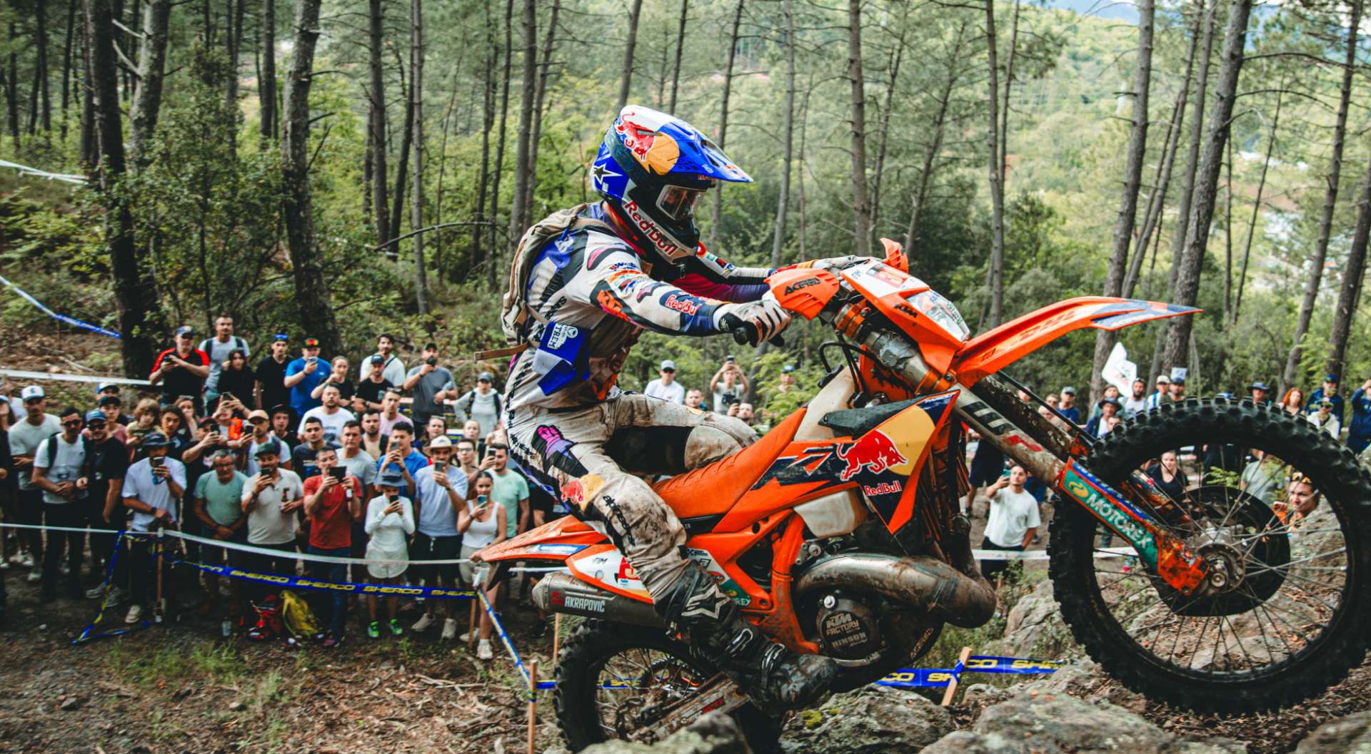 Hard Enduro rider tackling a steep rocky climb